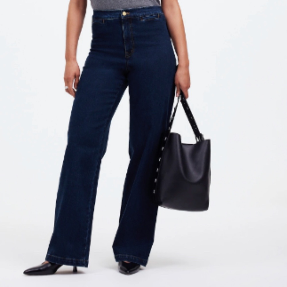Madewell Dark Blue Flare & Wide Leg Jeans